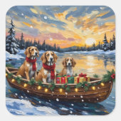 Afghan Hound Christmas Boat Holiday Quadratischer Aufkleber (Vorderseite)