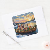 Afghan Hound Christmas Boat Holiday Quadratischer Aufkleber (Umschlag)