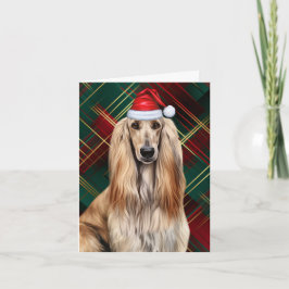 Afghan Hound Christmas Dog Red Plaid Christmas Feiertagskarte
