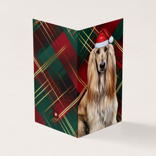 Afghan Hound Christmas Dog with Holiday Plaid (Vorderseite)