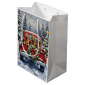 Afghan Hound Christmas Red Truck Holiday Mittlere Geschenktüte (Rückseite Schrägansicht)