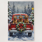 Afghan Hound Christmas Red Truck Holiday Puzzle (Vertikal)