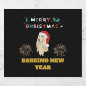 AFGHAN HOUND CHRISTMAS SCHAUMWEINETIKETT (Einzelnes Label)