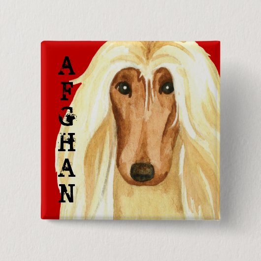Afghan Hound Color Block Button (Vorderseite)
