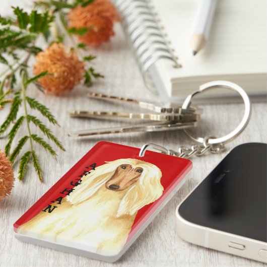 Afghan Hound Color Block Schlüsselanhänger (Vorderseite rechts)