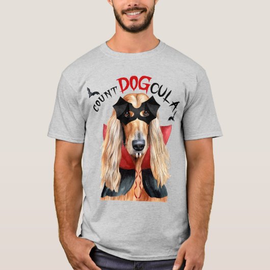 Afghan Hound Count DOGcula Funny Dog Lover T-Shirt (Vorderseite)