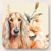 Afghan Hound Dog and Peach Lilies Getränkeuntersetzer (Vorderseite)