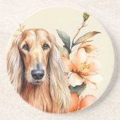 Afghan Hound Dog and Peach Lilies Getränkeuntersetzer (Vorne)