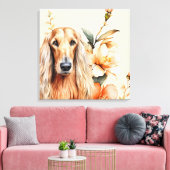 Afghan Hound Dog and Peach Lilies Leinwanddruck (Insitu (Wohnzimmer))