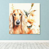 Afghan Hound Dog and Peach Lilies Leinwanddruck (Insitu (Holzboden))