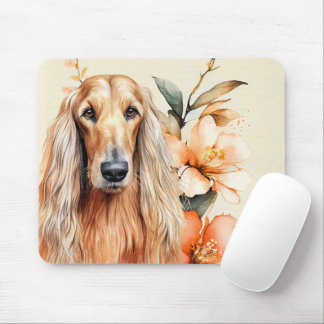 Afghan Hound Dog and Peach Lilies Mousepad