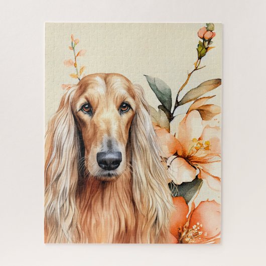Afghan Hound Dog and Peach Lilies Puzzle (Vertikal)