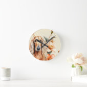 Afghan Hound Dog and Peach Lilies Runde Wanduhr (Zuhause)