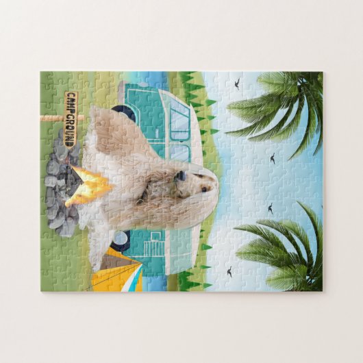 Afghan Hound Dog Camping Puzzle (Horizontal)
