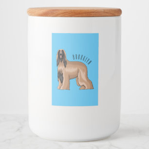 Afghan hound dog cartoon illustration lebensmitteletikett