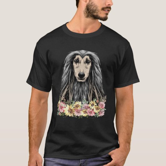 Afghan Hound Dog Floral T-Shirt (Vorderseite)