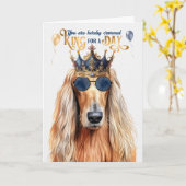 Afghan Hound Dog King for Day Funny Birthday Karte (Gelbe Blume)