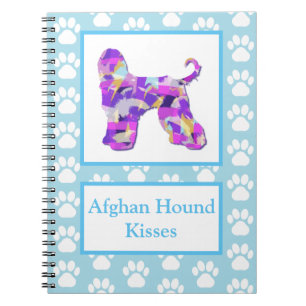 Afghan Hound Dog Kisses Silhouette Blue PPY&B Notizblock