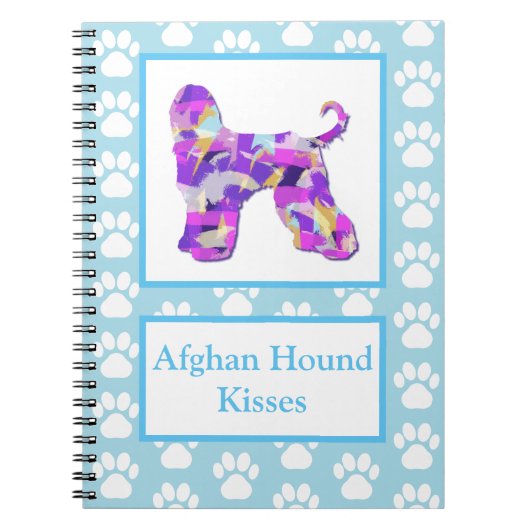 Afghan Hound Dog Kisses Silhouette Blue PPY&B Notizblock (Vorderseite)