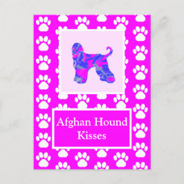 Afghan Hound Dog Kisses Silhouette Niedlich P&B Postkarte