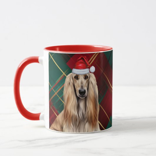 Afghan Hound Dog Lover Holiday Plaid Christmas Tasse (Links)