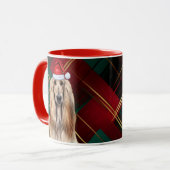 Afghan Hound Dog Lover Holiday Plaid Christmas Tasse (Vorderseite Links)