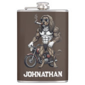 Afghan Hound Dog, muscular, tattooed, bodybuilder  Flachmann (Vorderseite)