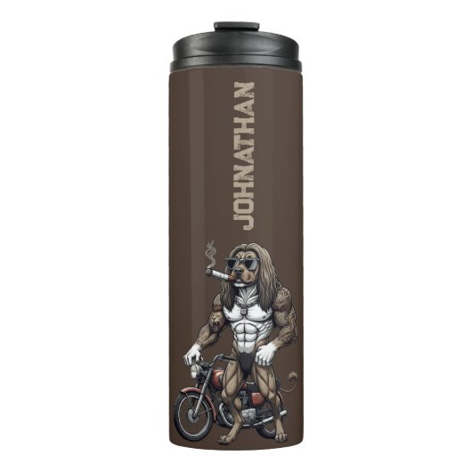 Afghan Hound Dog, muscular, tattooed, bodybuilder  Thermosbecher (Vorderseite)