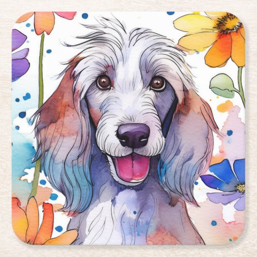 Afghan Hound Dog Paper Untersetzer (Vorderseite)