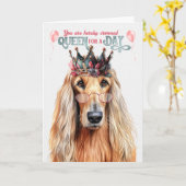 Afghan Hound Dog Queen for Day Funny Birthday Karte (Gelbe Blume)