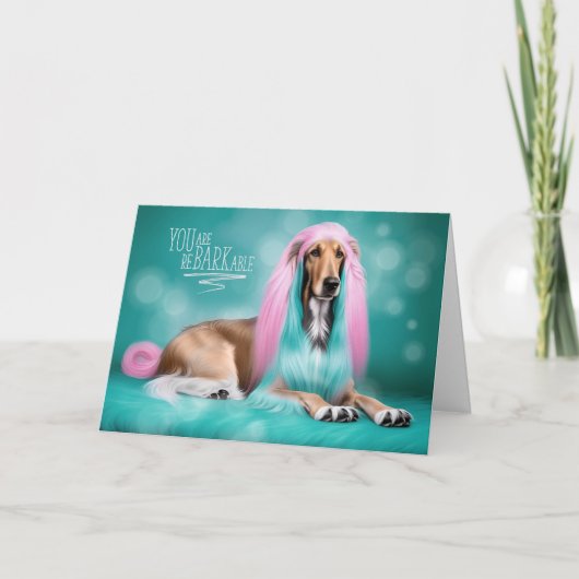 Afghan Hound Dog reBARKable Funny Birthday Karte (Vorderseite)