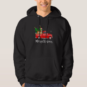 Afghan Hound Dog Riding Red Truck Weihnachten Hoodie