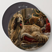 Afghan Hound Dog Weihnachtsfest Button (Vorne & Hinten)