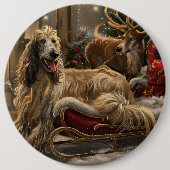Afghan Hound Dog Weihnachtsfest Button (Vorderseite)