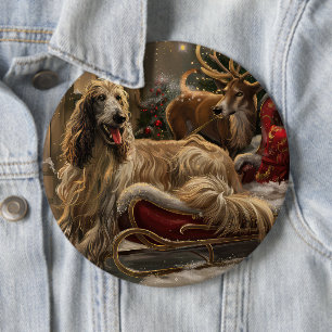 Afghan Hound Dog Weihnachtsfest Button