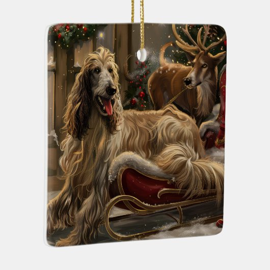 Afghan Hound Dog Weihnachtsfest Keramikornament (Rechts)