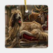 Afghan Hound Dog Weihnachtsfest Keramikornament (Vorderseite)