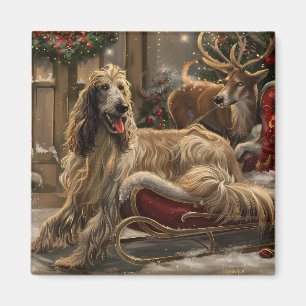Afghan Hound Dog Weihnachtsfest Magnet