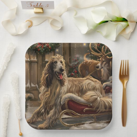 Afghan Hound Dog Weihnachtsfest Pappteller (Hochzeit)