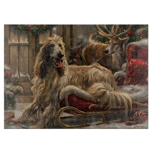 Afghan Hound Dog Weihnachtsfest Schneidebrett (Vorderseite)