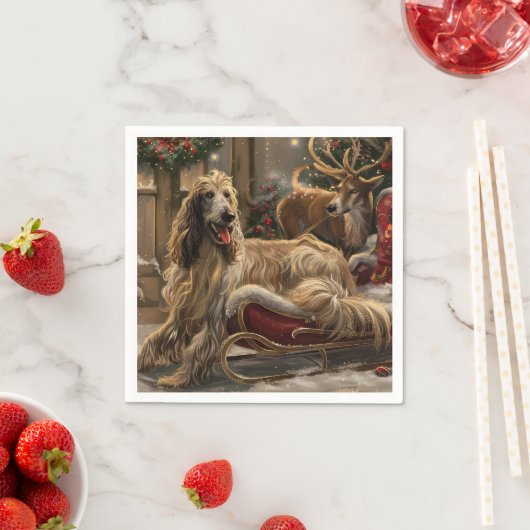 Afghan Hound Dog Weihnachtsfest Serviette (Beispiel)