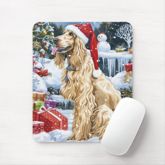 Afghan Hound Dog Winter Wunderland Weihnachtsfreud Mousepad (Mit Mouse)