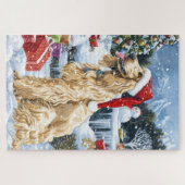 Afghan Hound Dog Winter Wunderland Weihnachtsfreud Puzzle (Horizontal)