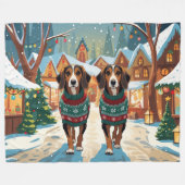 Afghan Hound Dogs Christmas Snow Holiday Fleecedecke (Vorderseite (Horizontal))