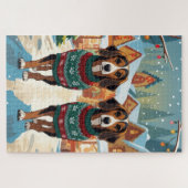 Afghan Hound Dogs Christmas Snow Holiday Puzzle (Horizontal)