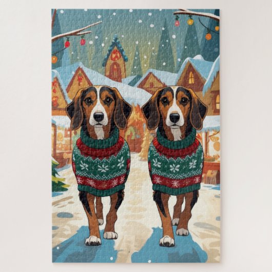 Afghan Hound Dogs Christmas Snow Holiday Puzzle (Vertikal)