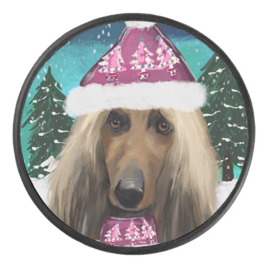 Afghan Hound Eishockey Puck (Vorderseite)