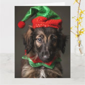 Afghan Hound Elf Welpe Weihnachtskarte Karte (Gelbe Blume)