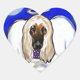 Afghan Hound Engel Herz-Aufkleber