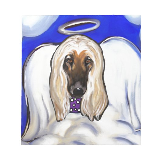 Afghan Hound Engel Notizblock (Vorderseite)